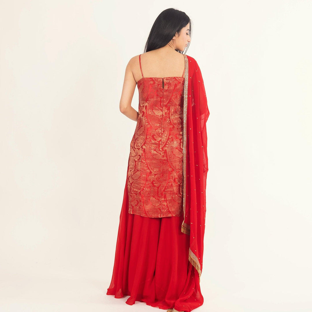 Maya Banarasi Silk Red Salwar Kameez