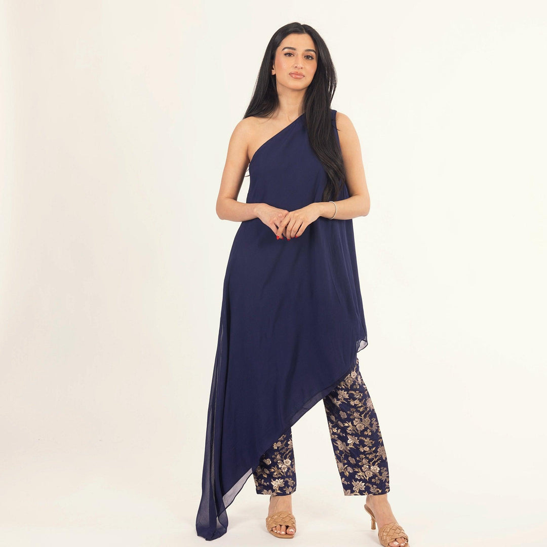 Cyanara Navy Salwar Kameez Suit Set