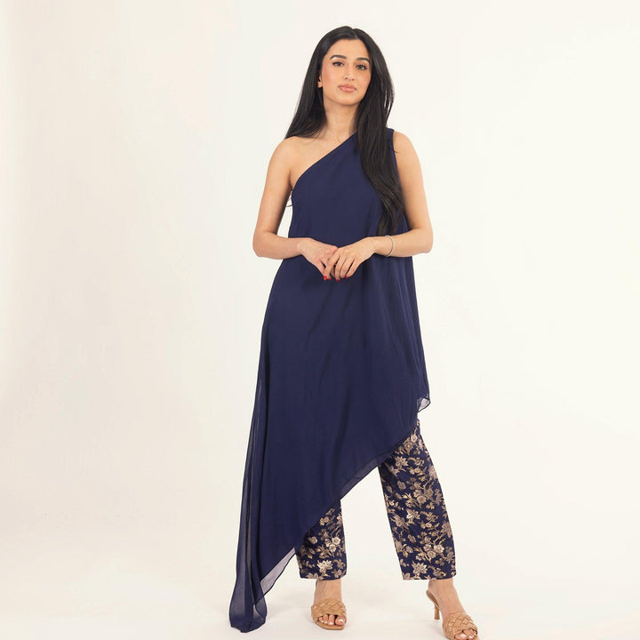 Cyanara Navy Salwar Kameez Suit Set