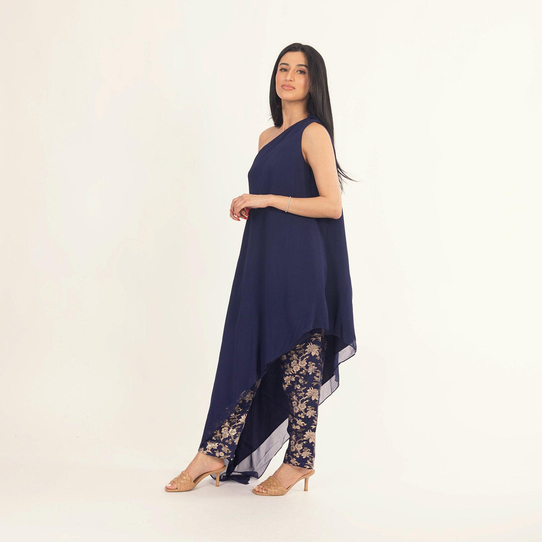 Cyanara Navy Salwar Kameez Suit Set