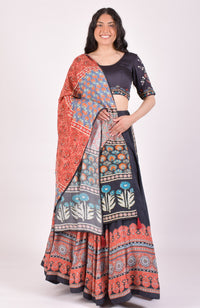 Black Ajrakh Gota Patti Chaniya Choli With Dupatta
