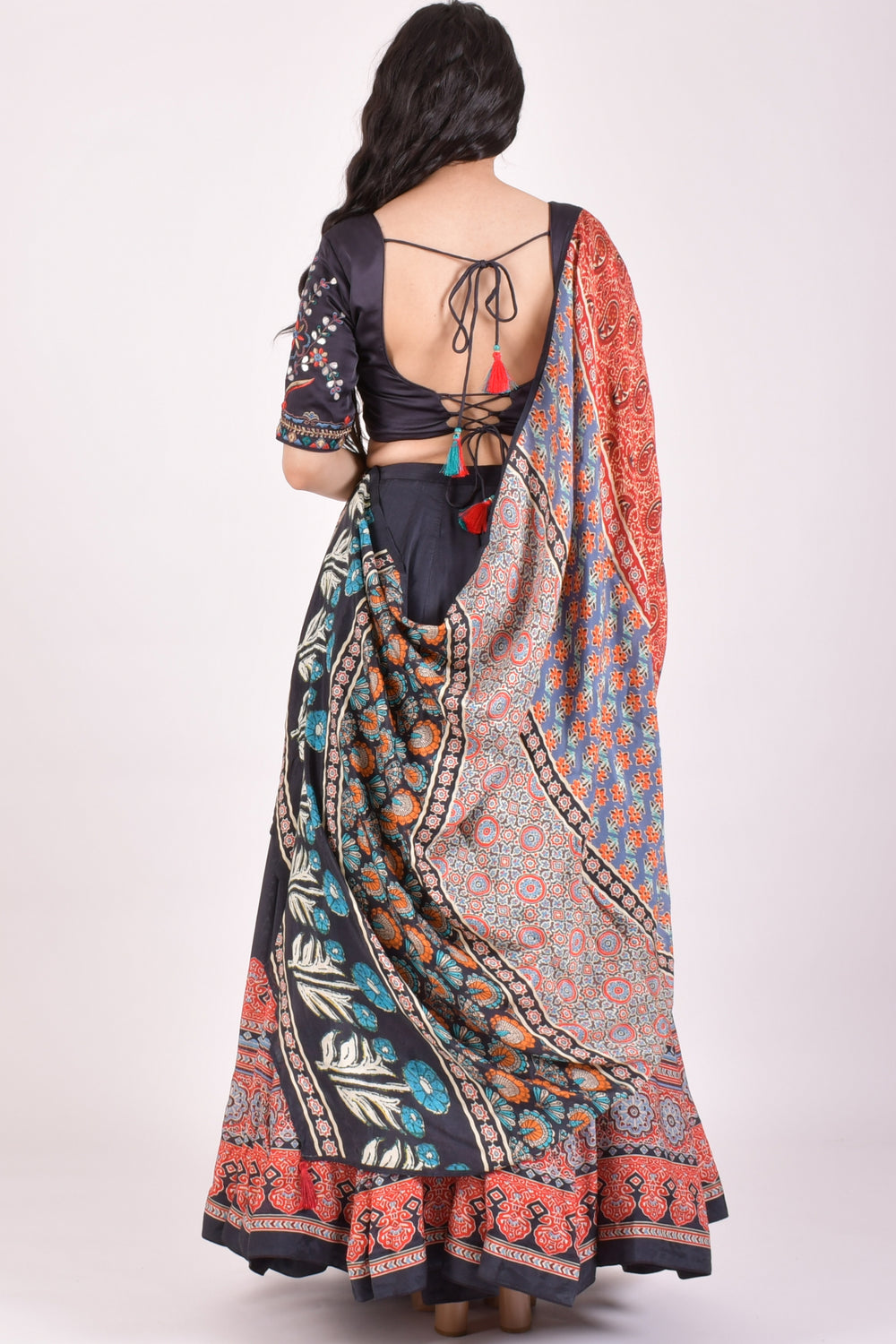 Black Ajrakh Gota Patti Chaniya Choli With Dupatta