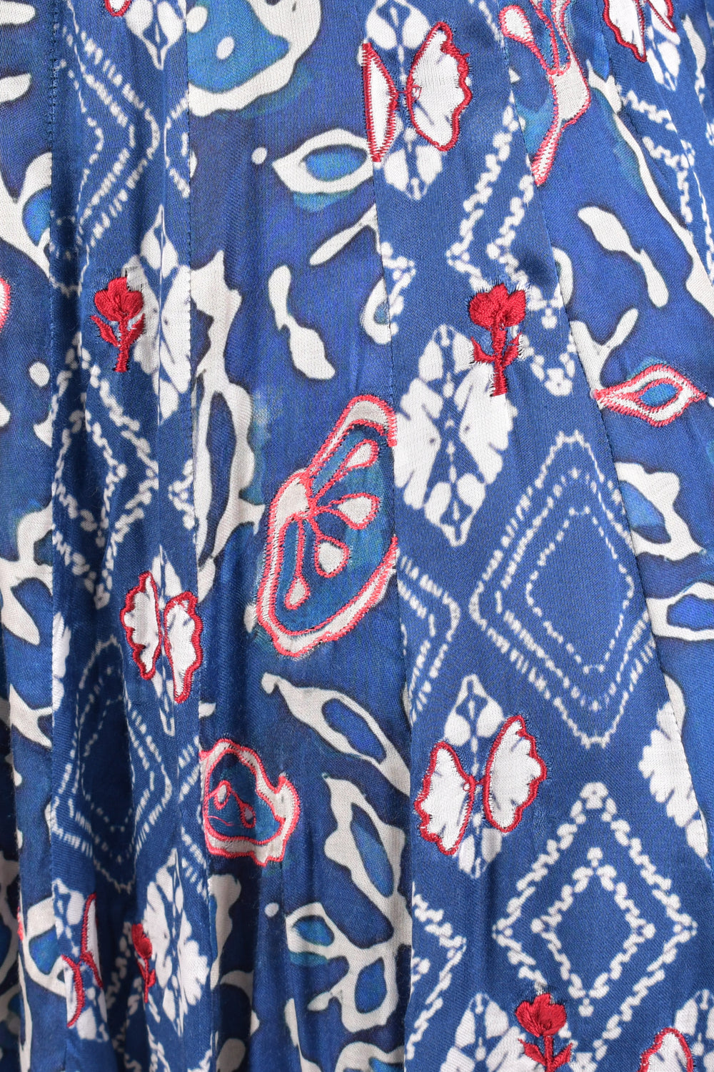 Blue Bandhej Embroidered Chaniya Choli