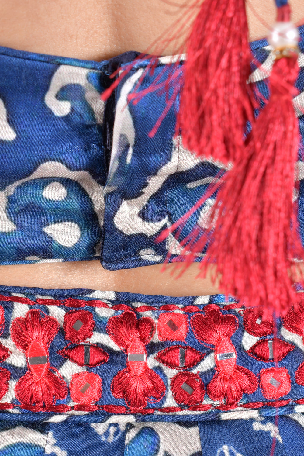 Blue Bandhej Embroidered Chaniya Choli