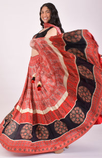 Red Ajrakh Hand Block Print Chaniya Choli