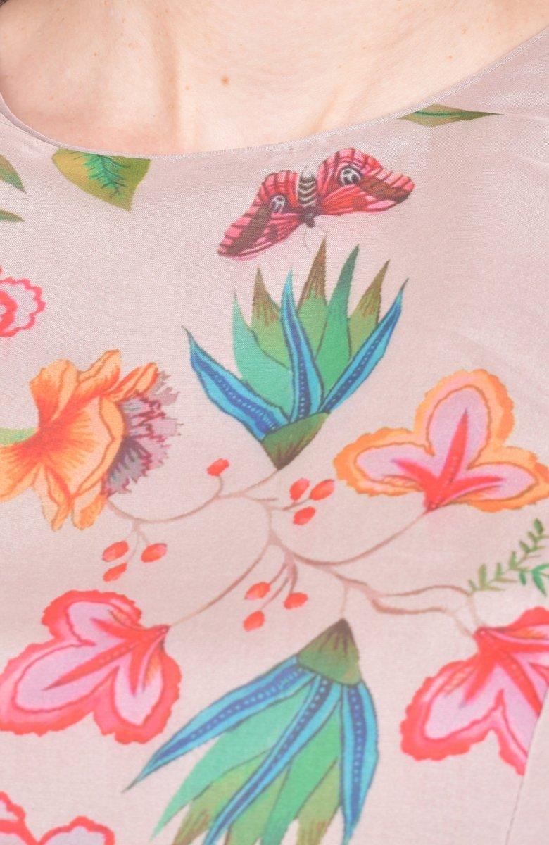 Blush Floral Printed Organza Tiered Maxi Dress