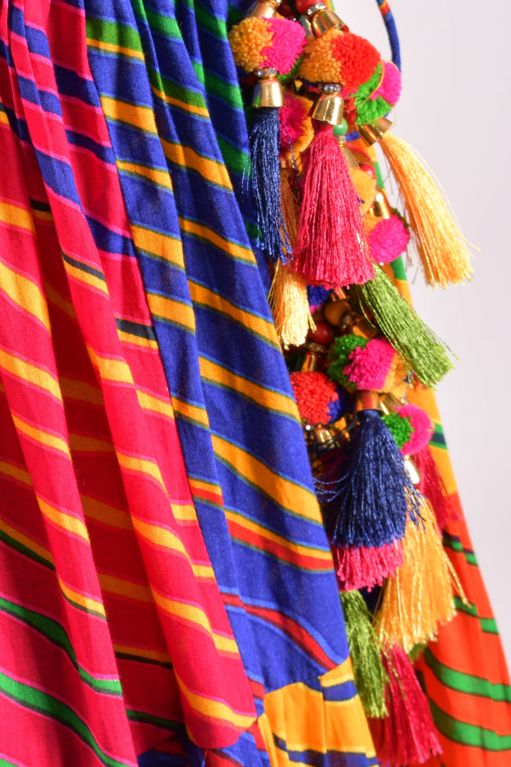 Multicolor Leheriya Tiered Chaniya Choli With Dupatta