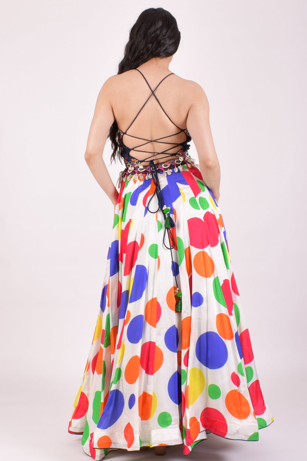 Multicolor Polka Dot Shell Embroidered Chaniya Choli