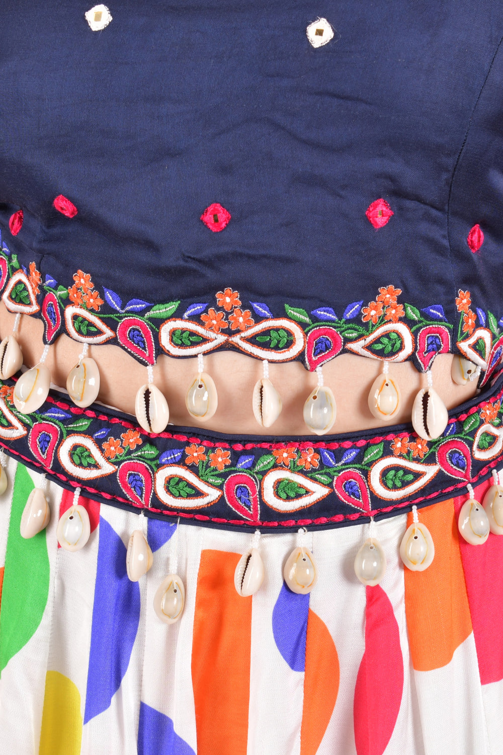 Multicolor Polka Dot Shell Embroidered Chaniya Choli