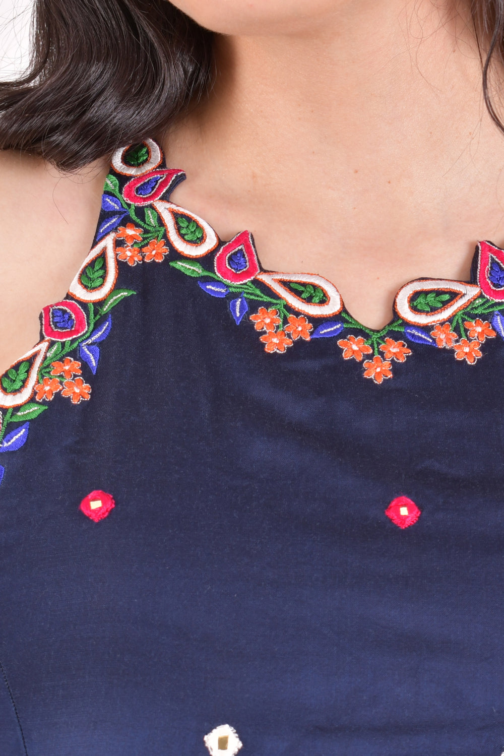 Multicolor Polka Dot Shell Embroidered Chaniya Choli