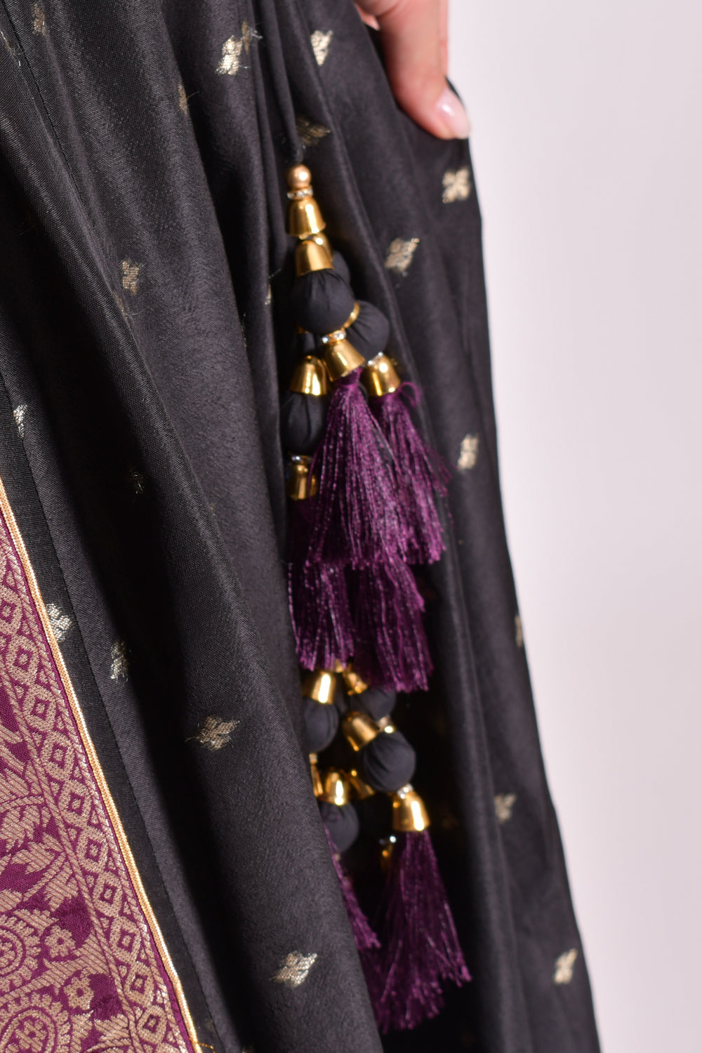 Black & Wine Ombre Banarasi Sequin Chaniya Choli