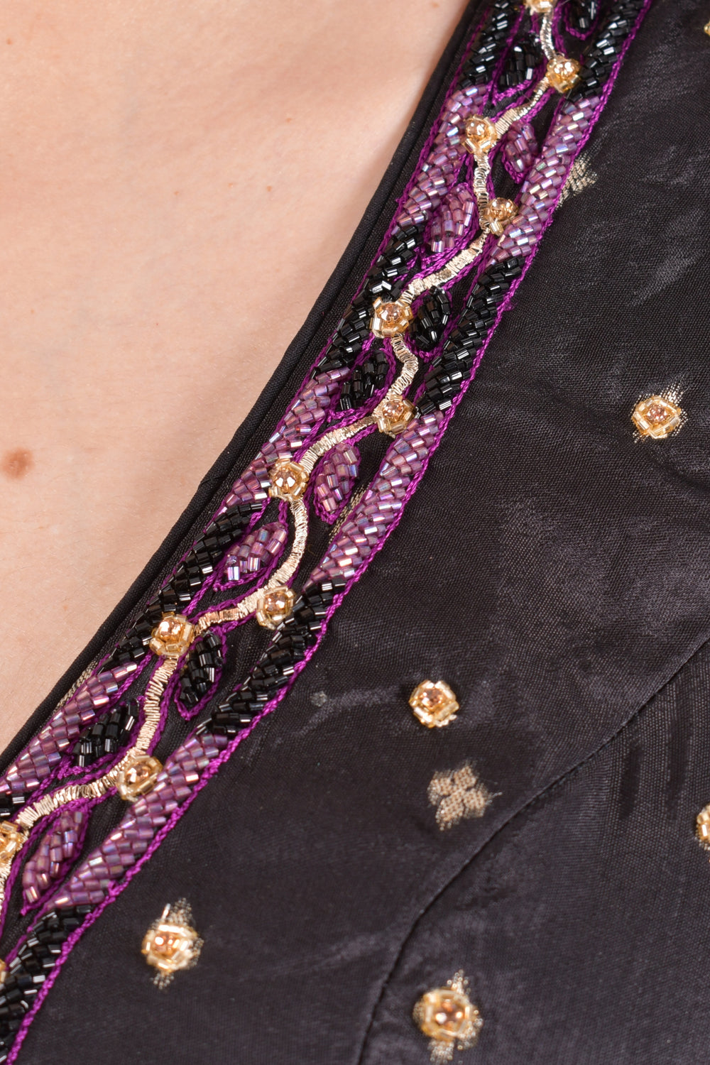 Black & Wine Ombre Banarasi Sequin Chaniya Choli