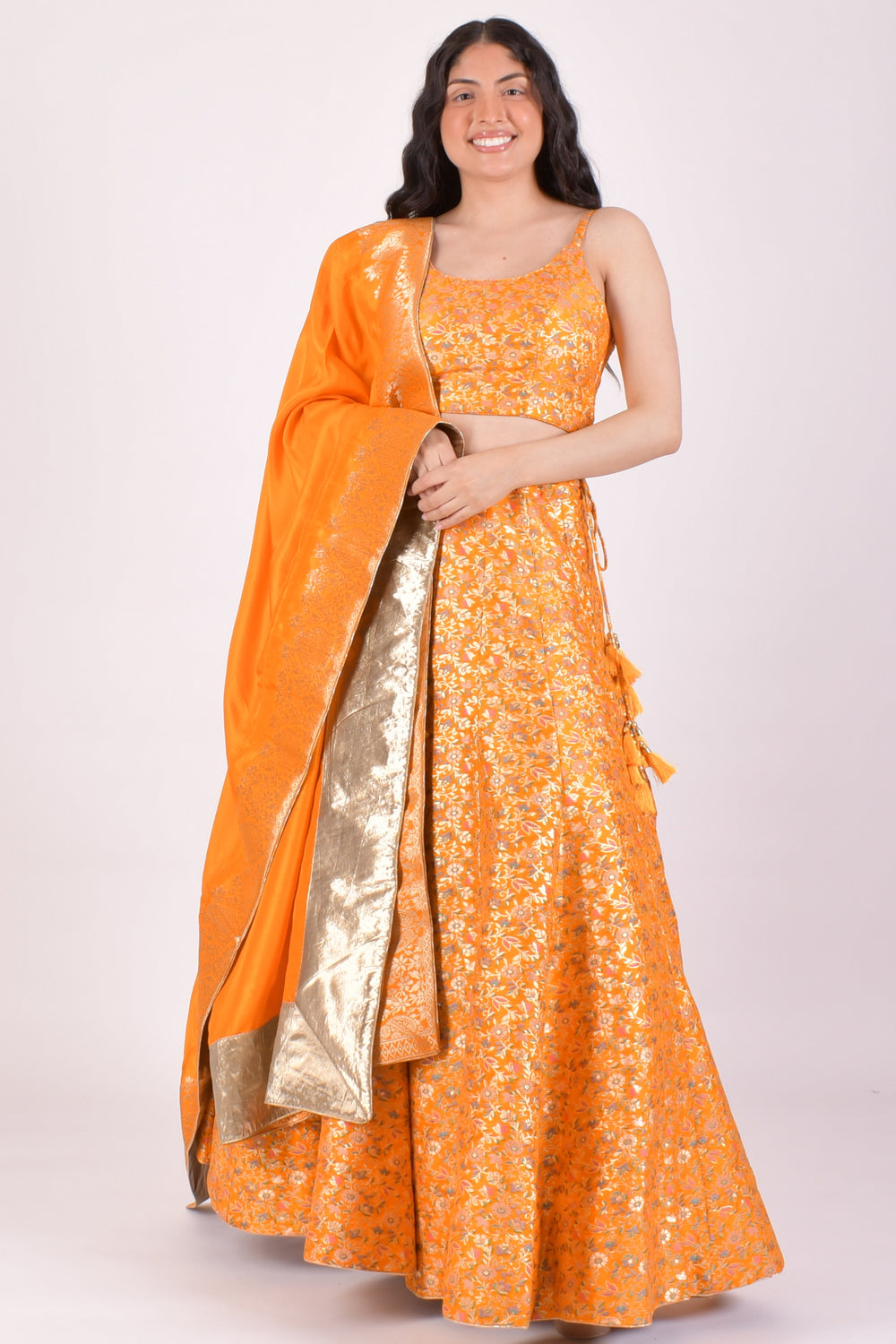 Haldi Yellow Banarasi Lehenga Choli With Dupatta