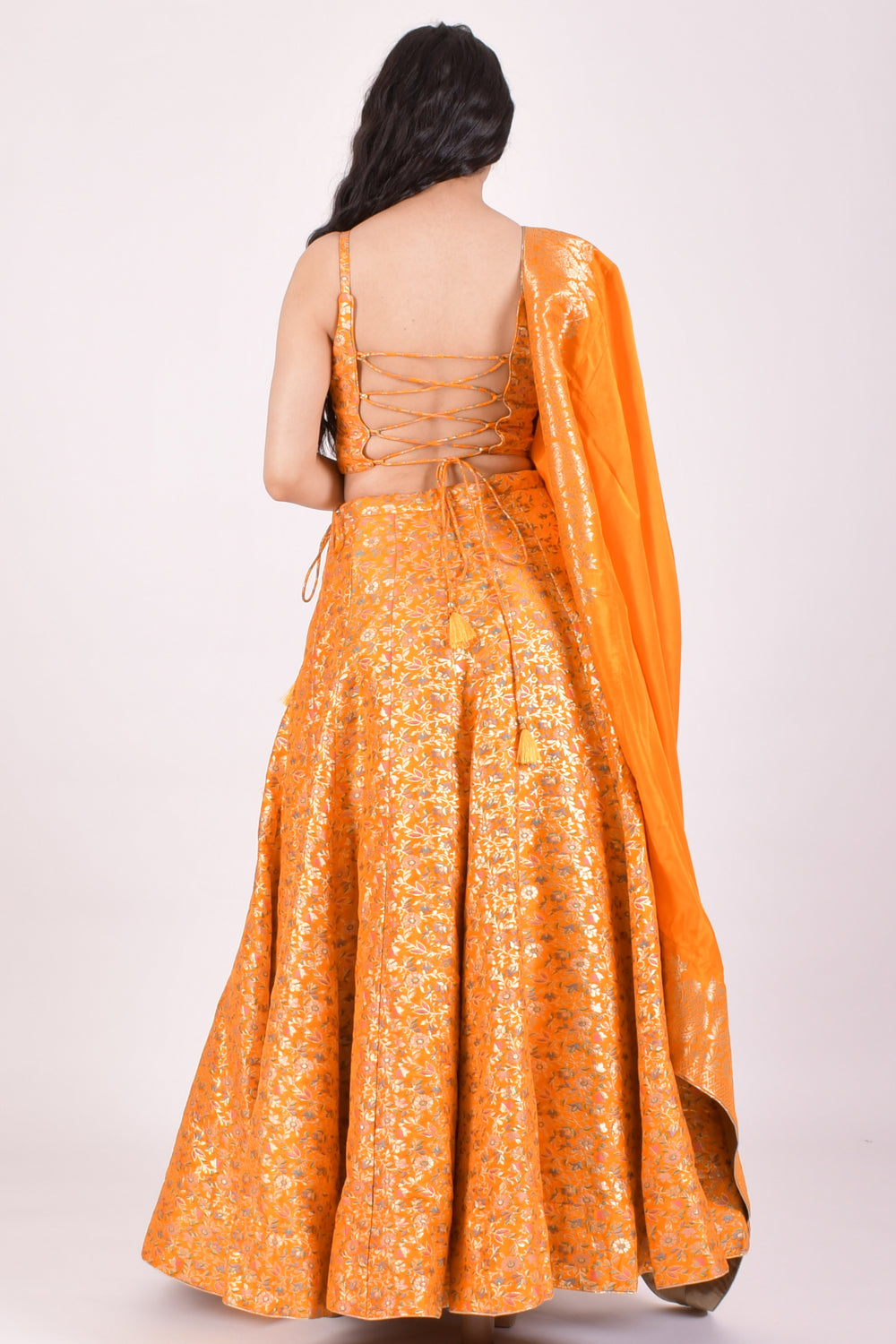 Haldi Yellow Banarasi Lehenga Choli With Dupatta