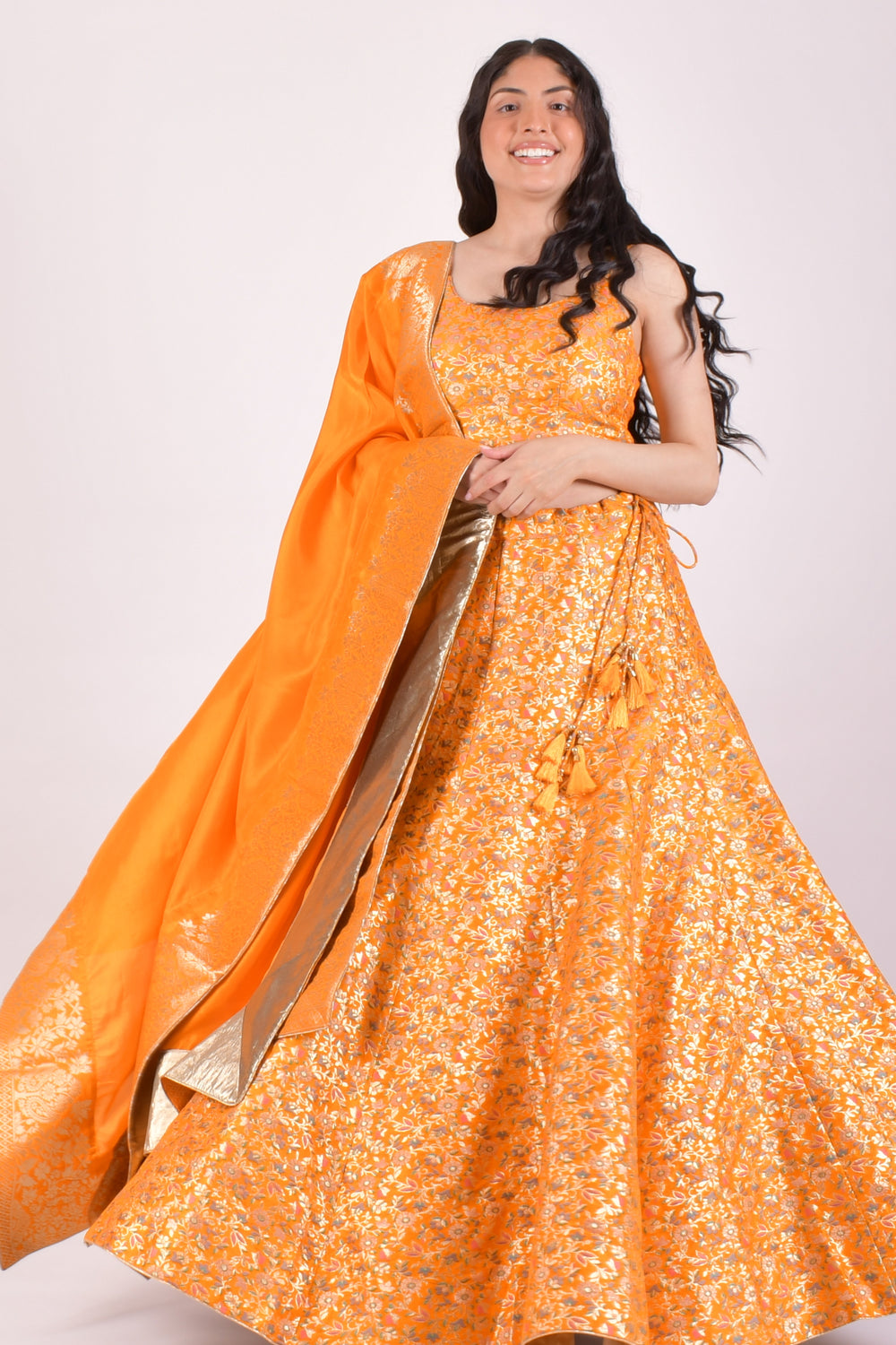 Haldi Yellow Banarasi Lehenga Choli With Dupatta