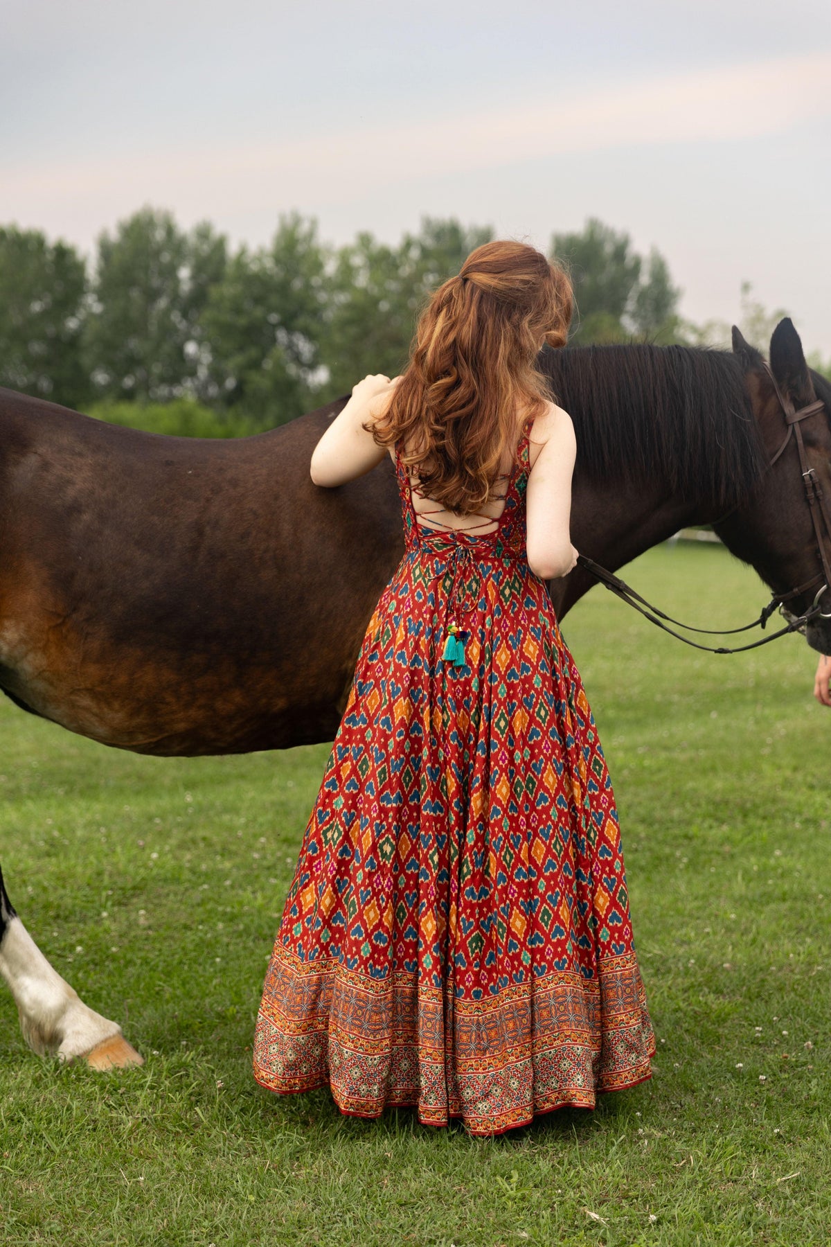 Red Dress with Patola Print dresses RAAS