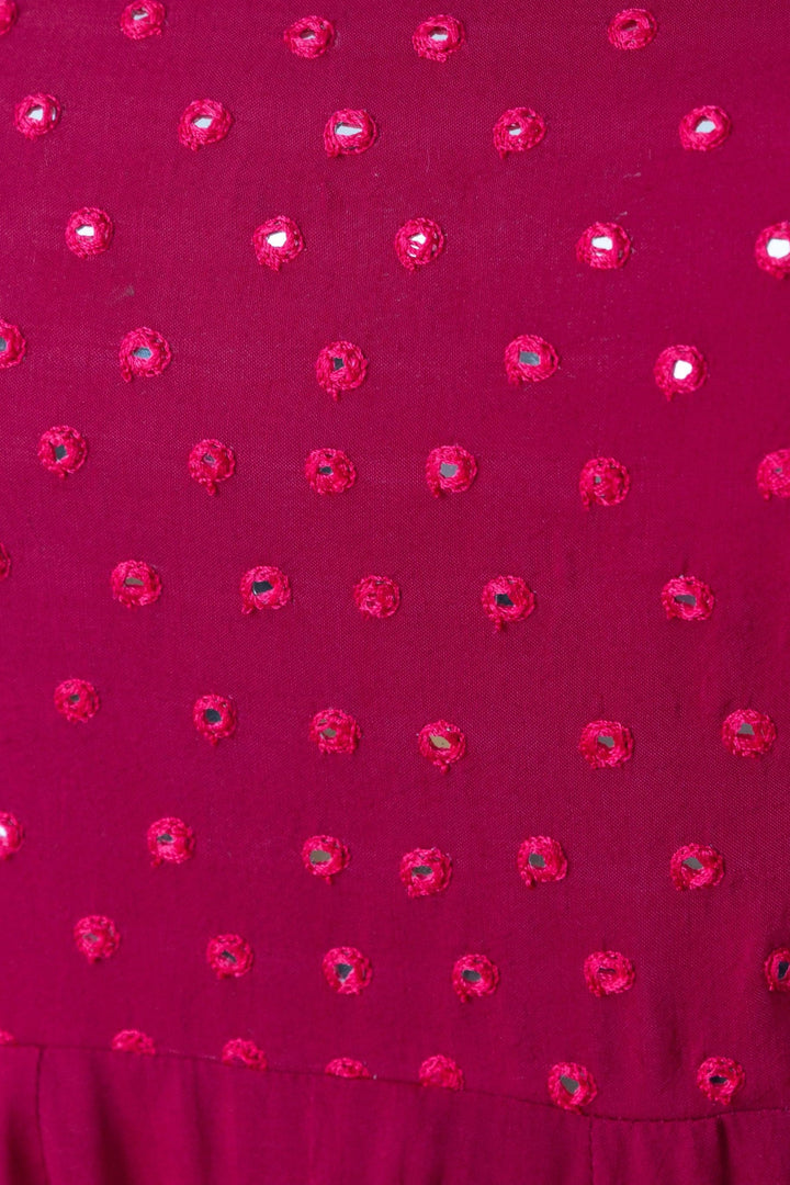 Red Gown with Embroidery-Raas USA