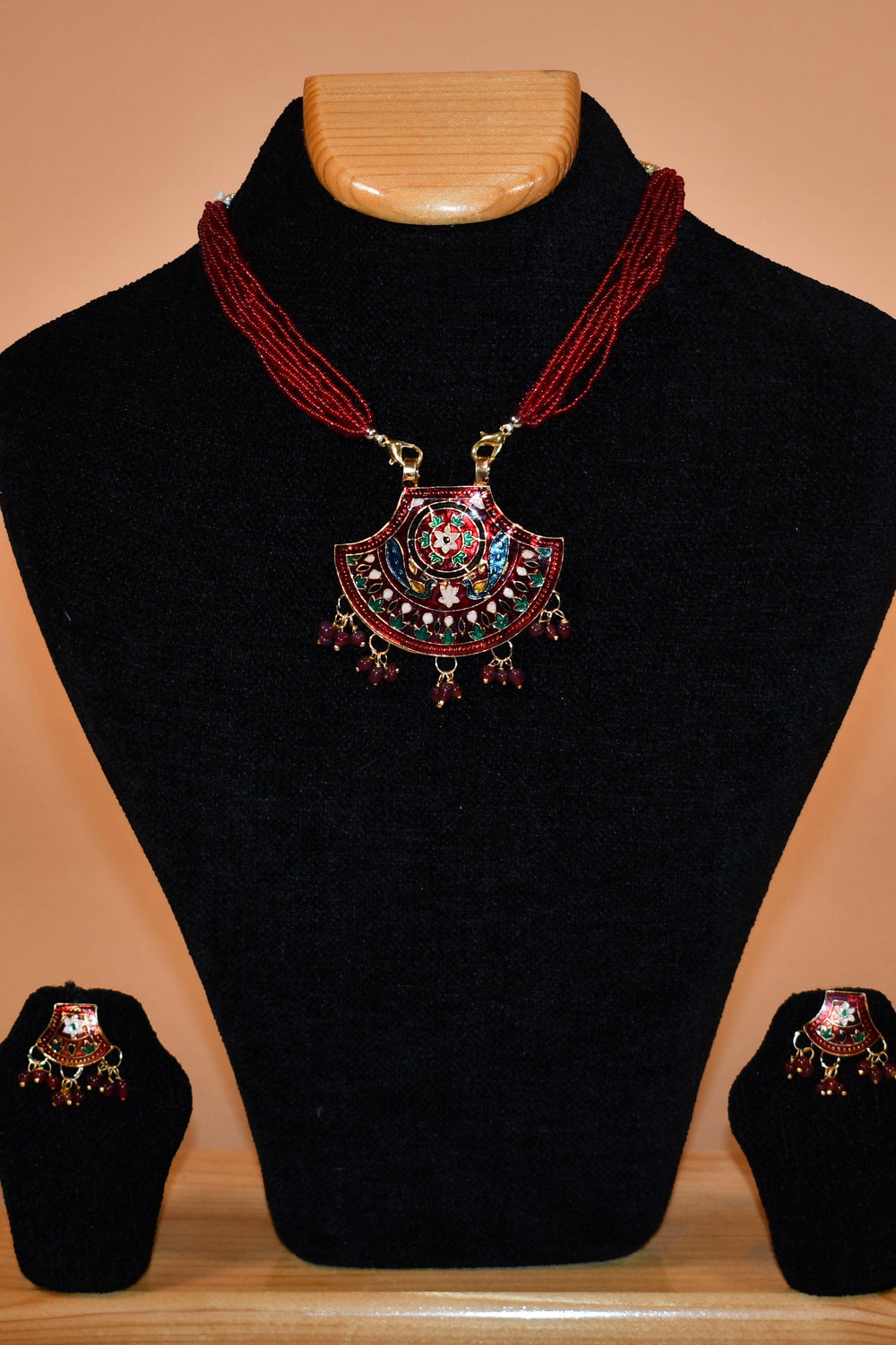 Red Heritage Patterned Necklace Set FASHION JEWELRY RAAS