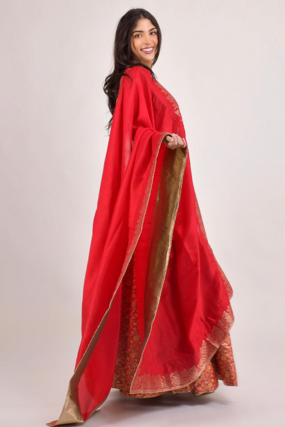 Red Jacquard Banarasi Lehenga Choli Set-[comfort-first-design]-[lightweight]-Raas