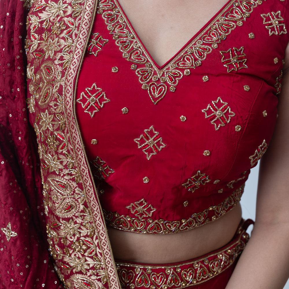 Red Lehenga Choli-[bridal_lehenga]-Raas