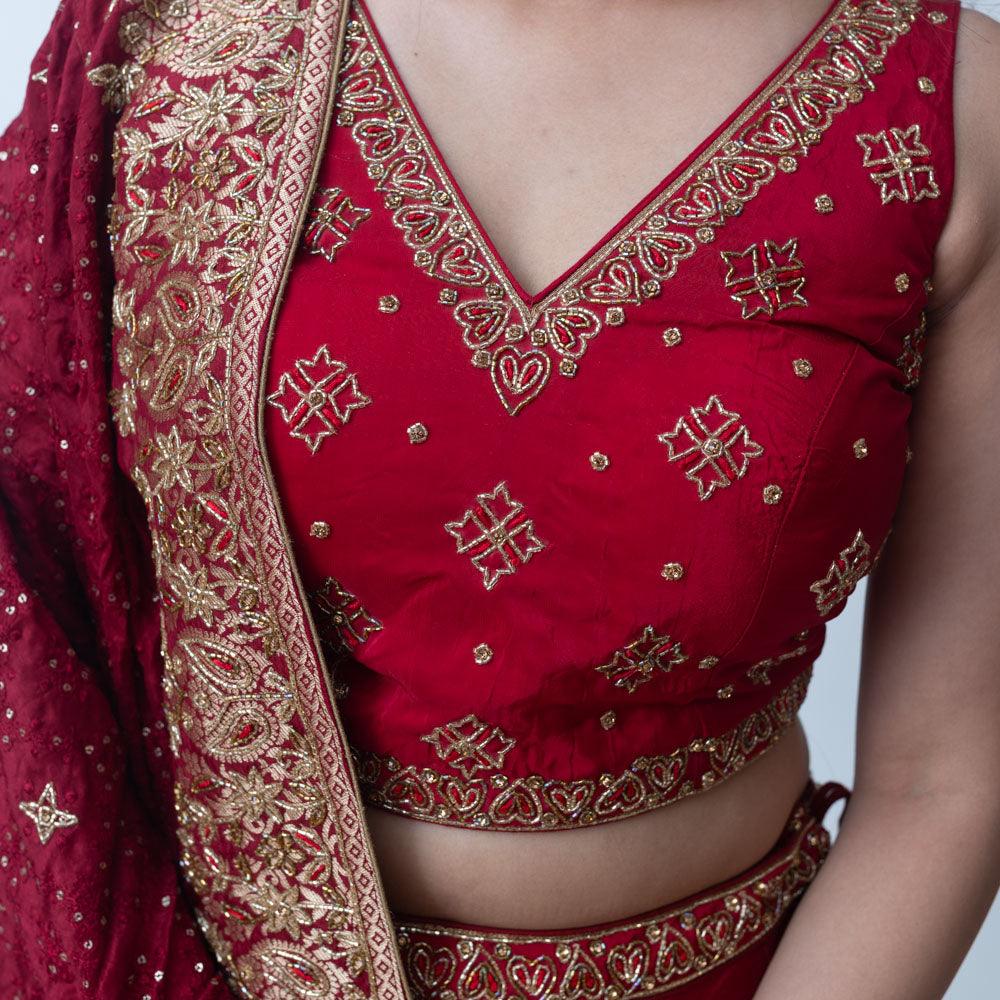 Red Lehenga Choli-[bridal_lehenga]-Raas