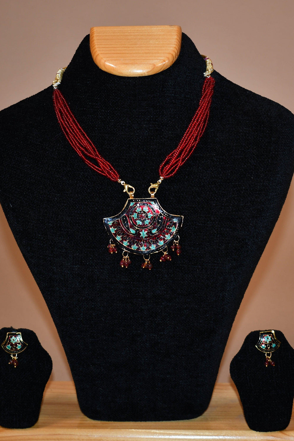 Red Patterned Necklace Set FASHION JEWELRY RAAS