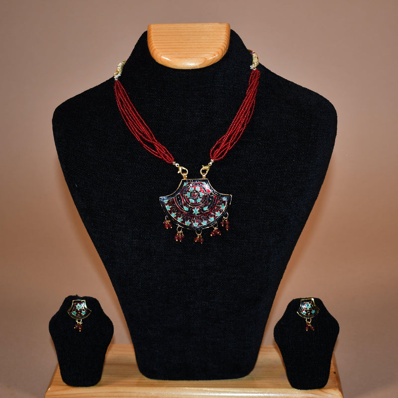 Red Patterned Necklace Set FASHION JEWELRY RAAS