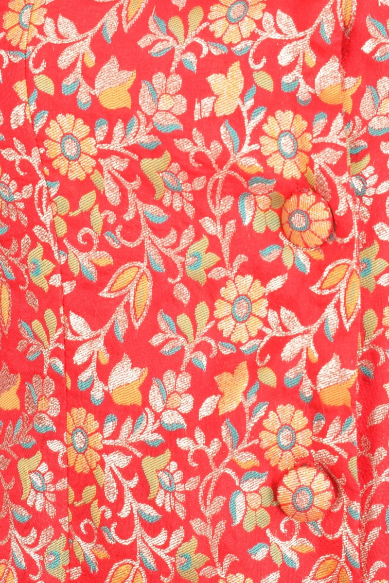 Red Silk Jacquard Blazer Dress-Raas USA