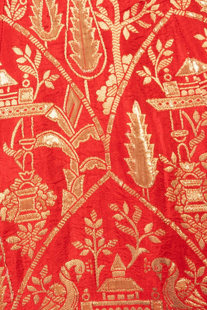 Red Sweetheart Neckline Jacquard Gown-Raas USA