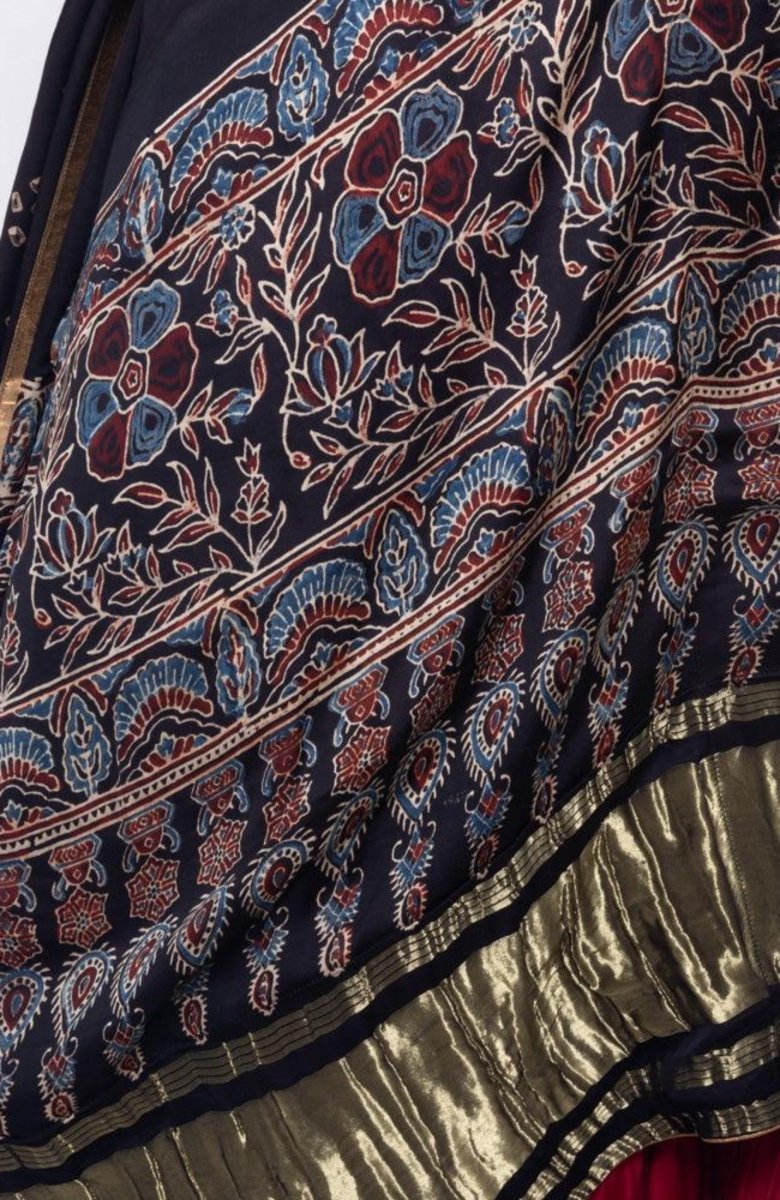 Red Tie Dye Lehenga with Gaji Silk Dupatta-[mehendi outfit]-Raas