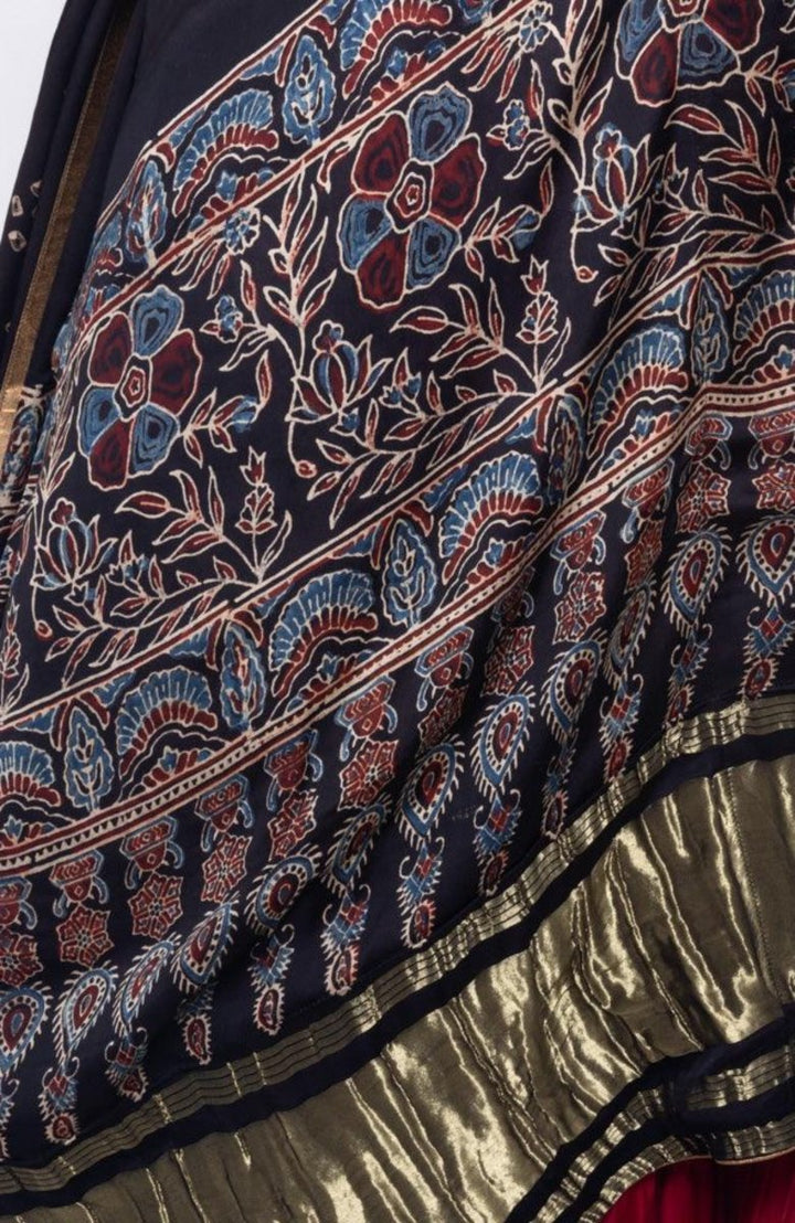 Red Tie Dye Lehenga with Gaji Silk Dupatta-[mehendi outfit]-Raas