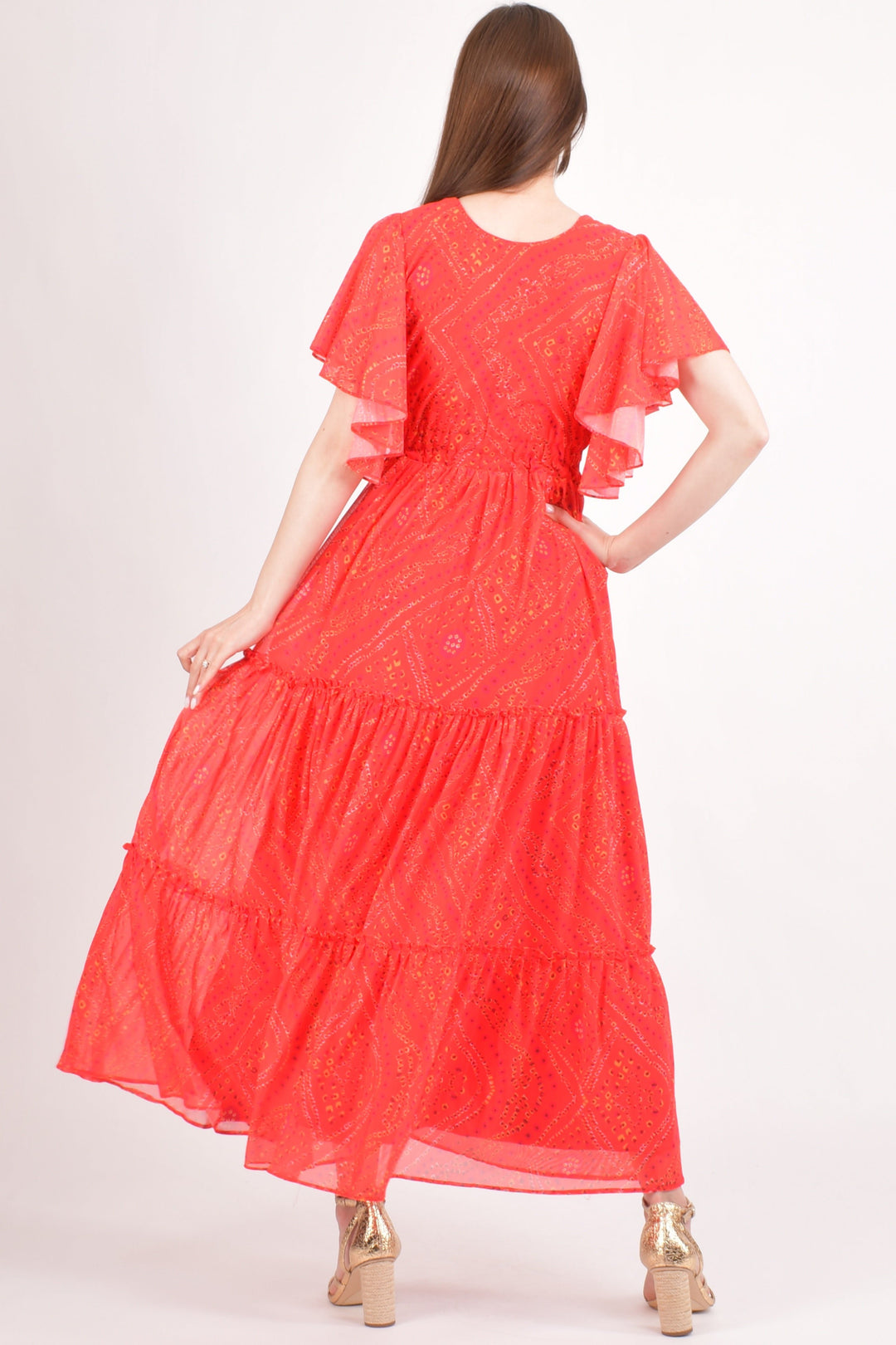 Red Tiered Maxi Dress-Raas USA