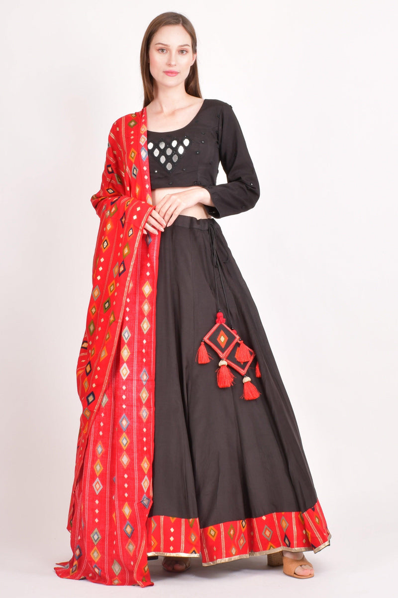 Red and Black Chaniya choli-[comfort-first-design]-[lightweight]-Raas