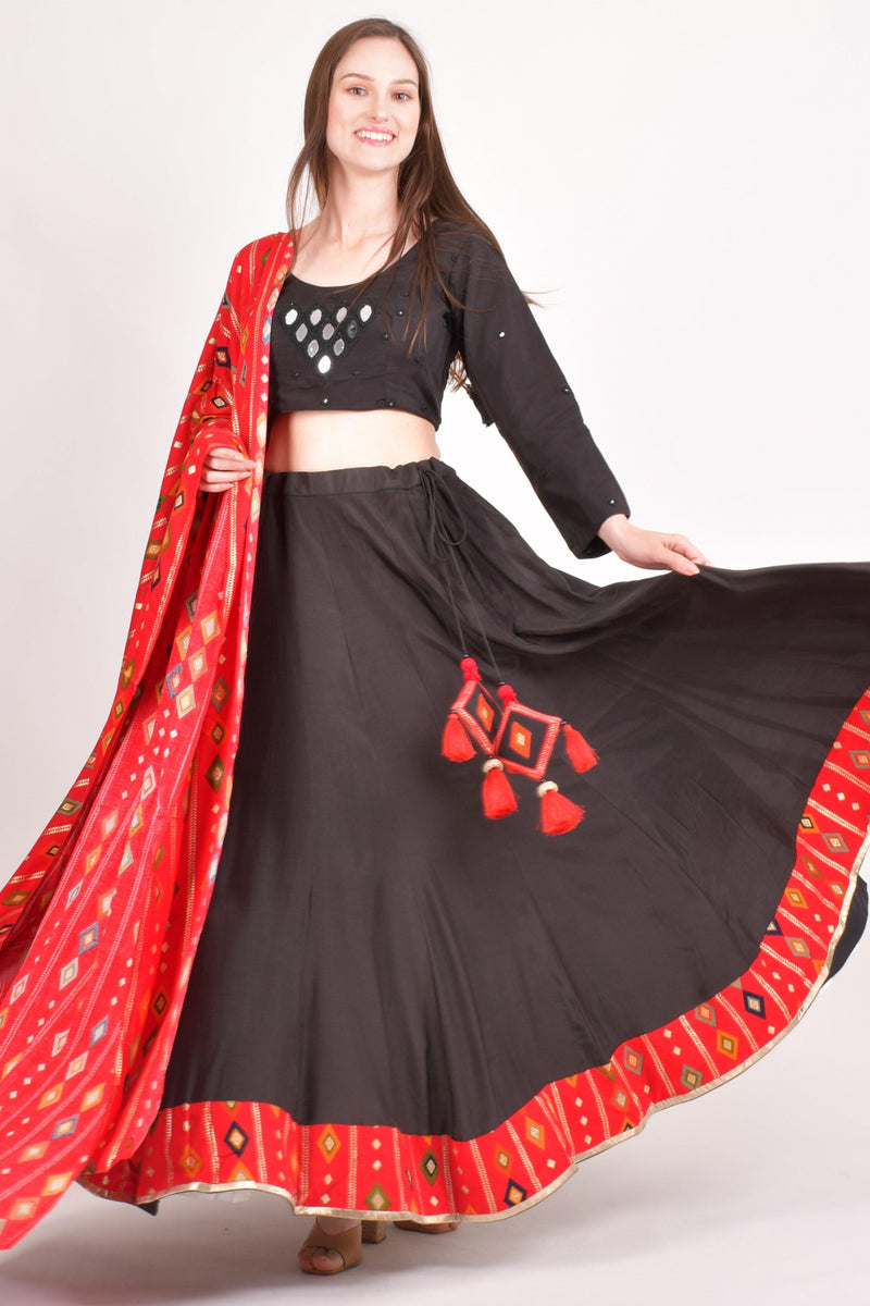 Red and Black Chaniya choli-[comfort-first-design]-[lightweight]-Raas