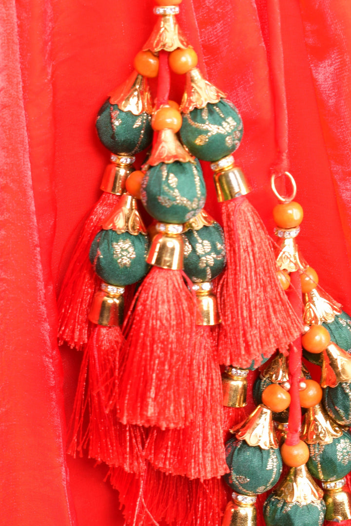 Red and Yellow Full Flare Chaniya Choli Set-[comfort-first-design]-[lightweight]-Raas