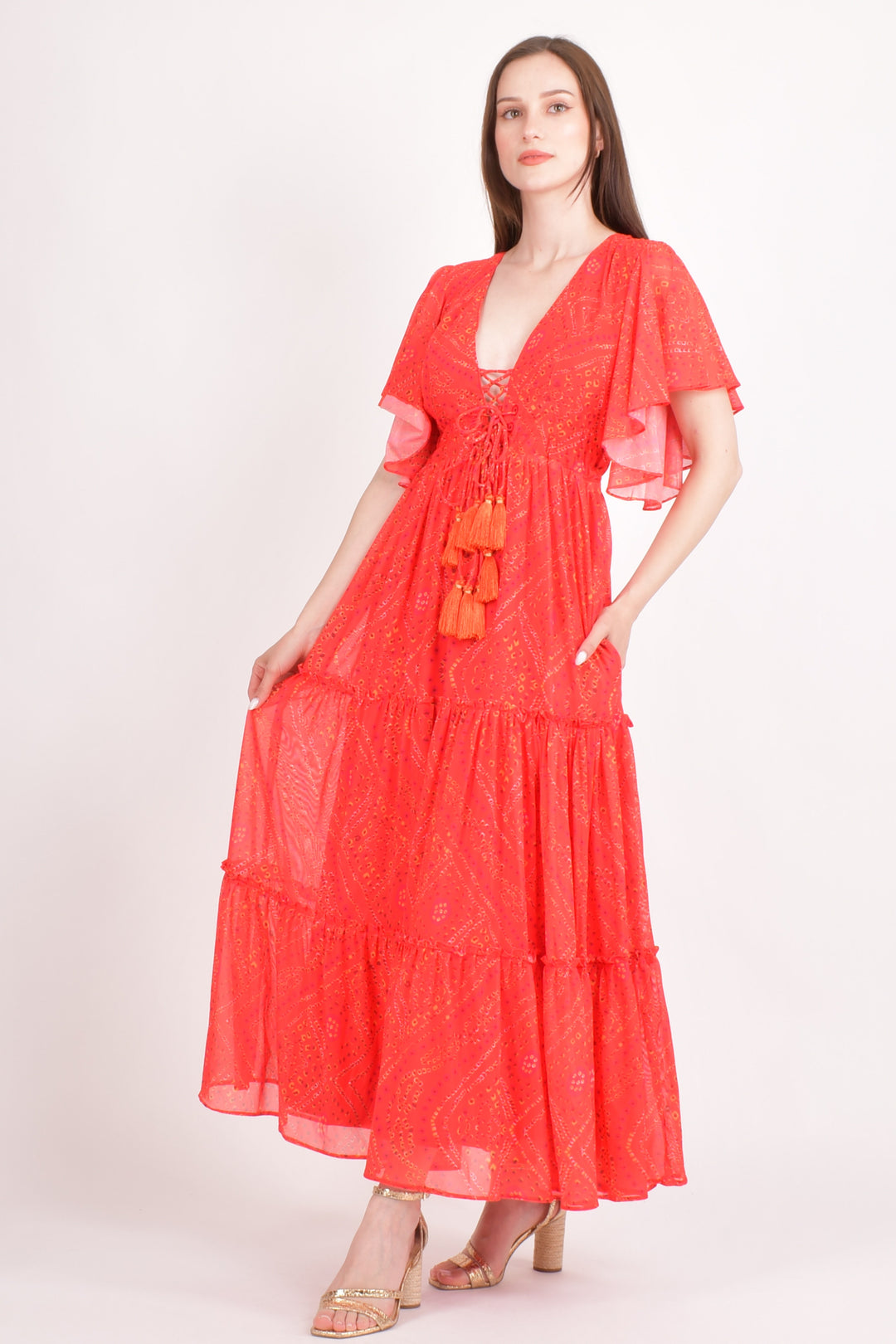 Lanna Red Tiered Maxi Dress