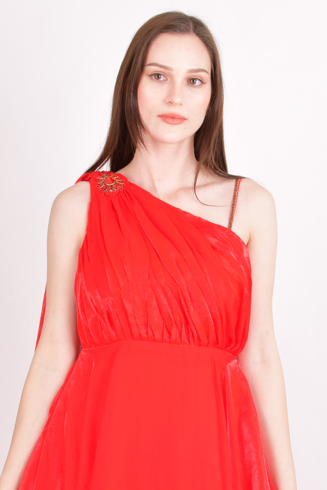 Tiana Red Silk Maxi Dress