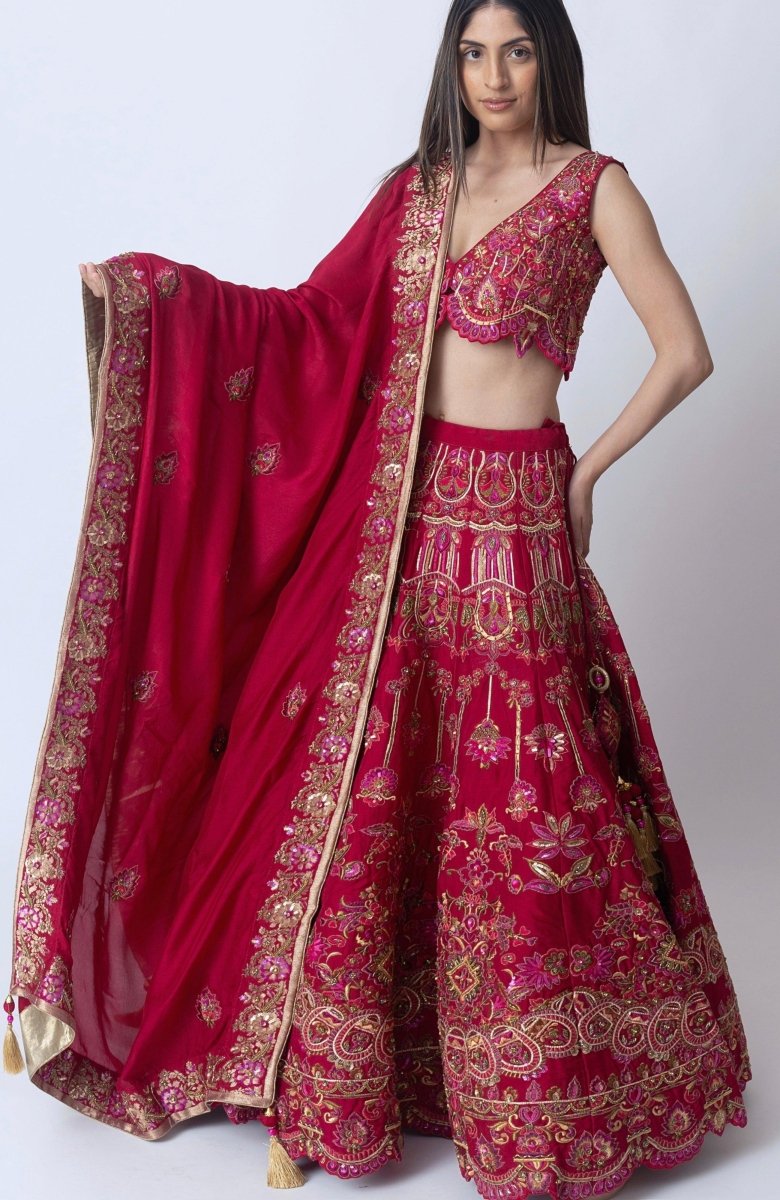 Regal Bridal Magenta Lehenga Choli Set-[bridal_lehenga]-Raas