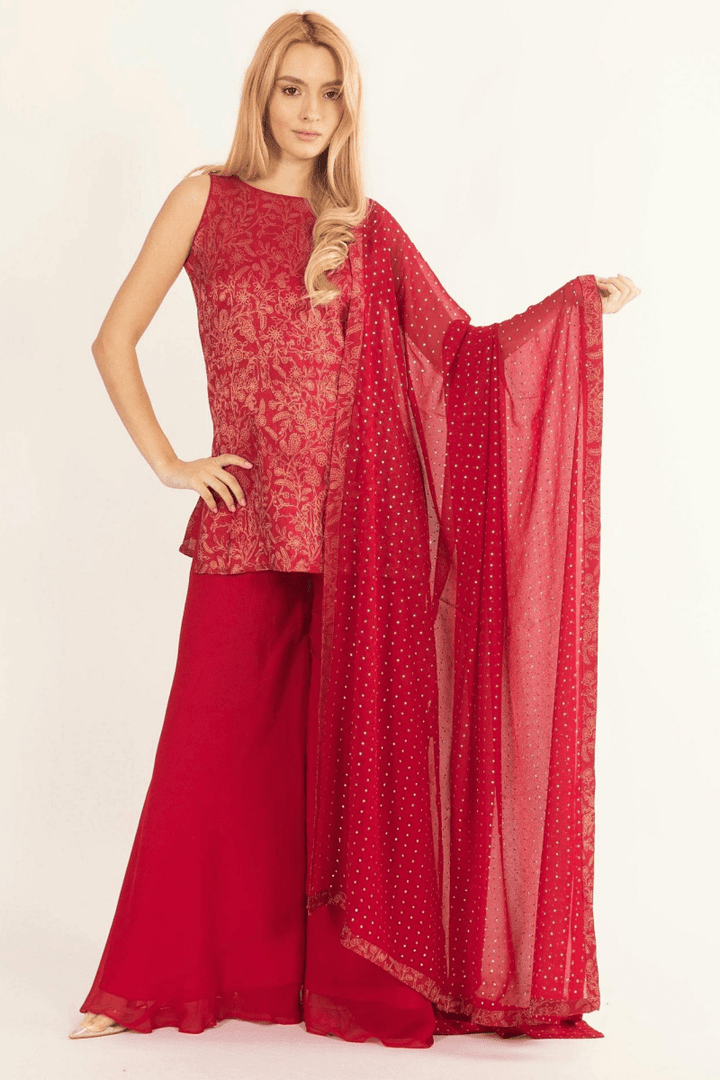 Rosavelle Red Salwar Kameez Set-Raas