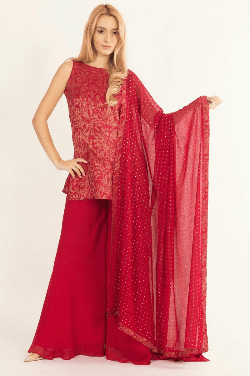 Rosavelle Red Salwar Kameez Set-Raas