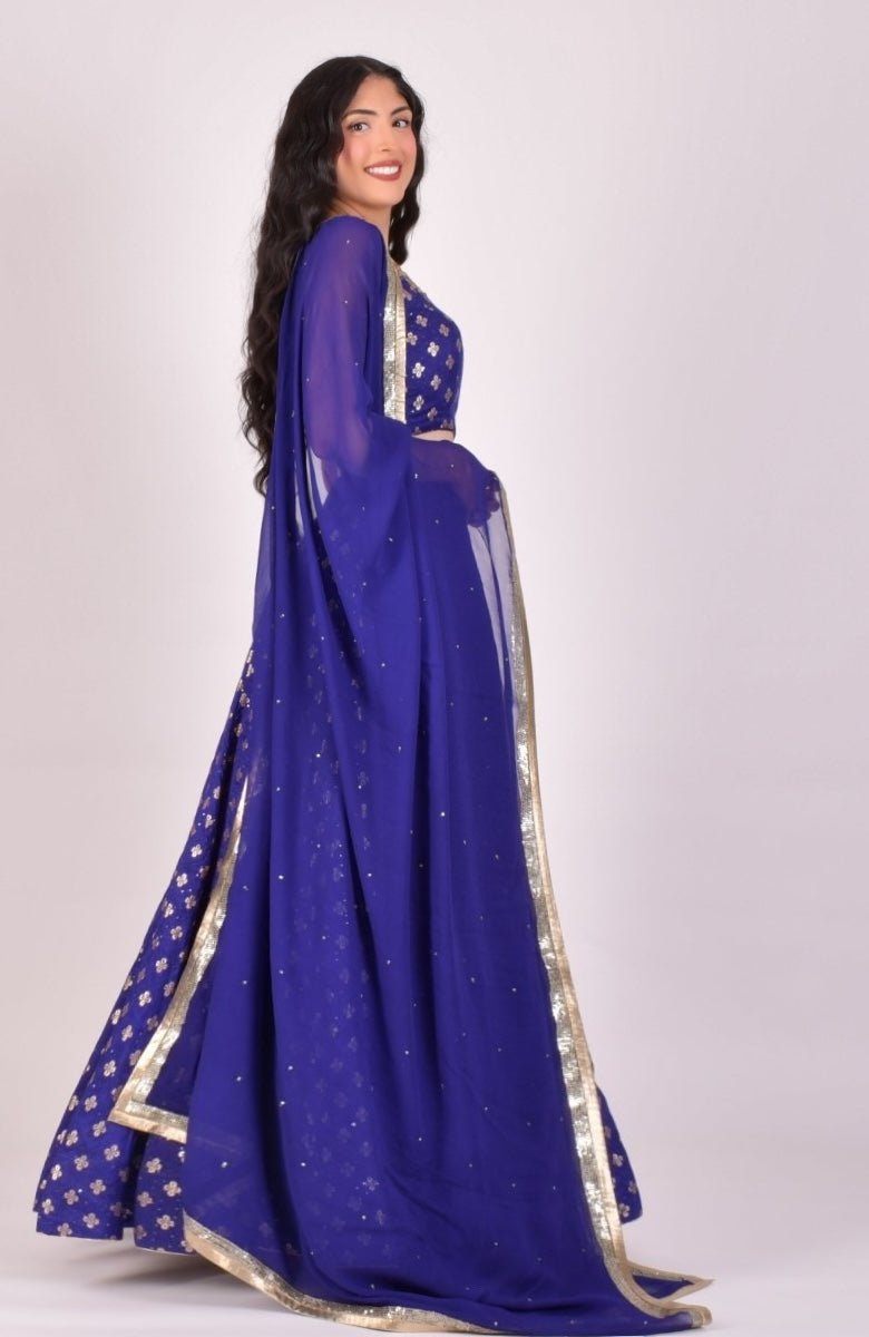 Royal Blue Sequin Lehenga Choli With Dupatta