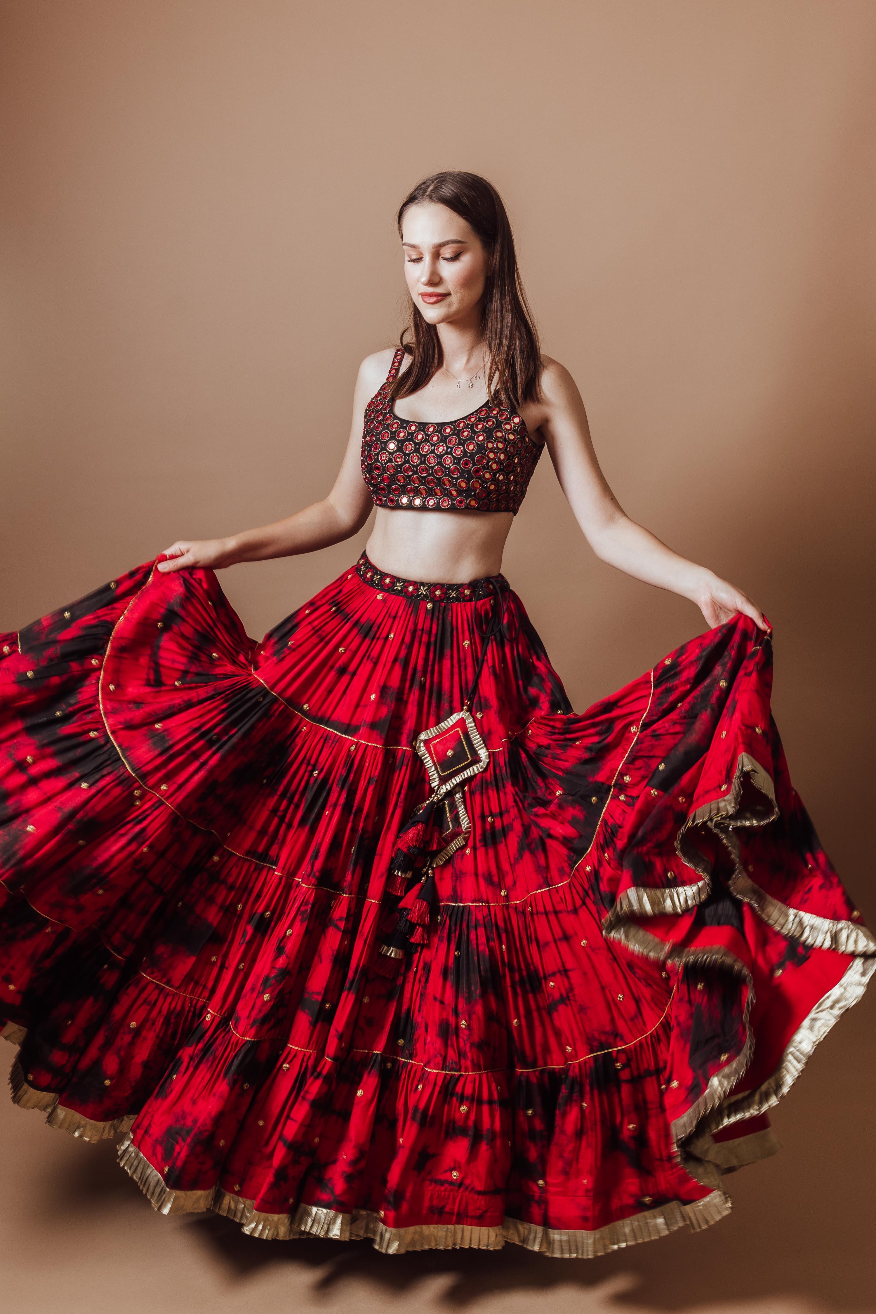 Buy Red N Black Embroidered Lehenga Set Wedding Wear Online at Best Price |  Cbazaar