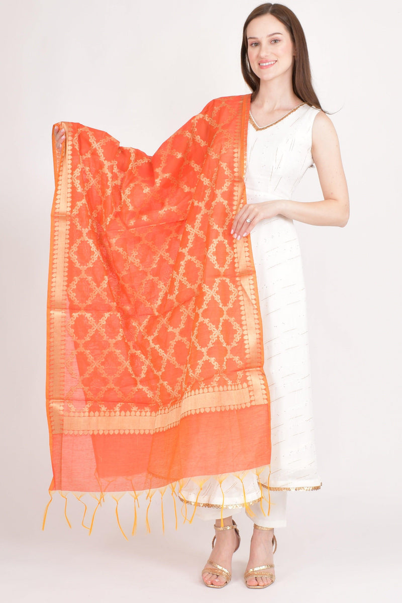 Saanvi Orange & Gold Dupatta RAAS