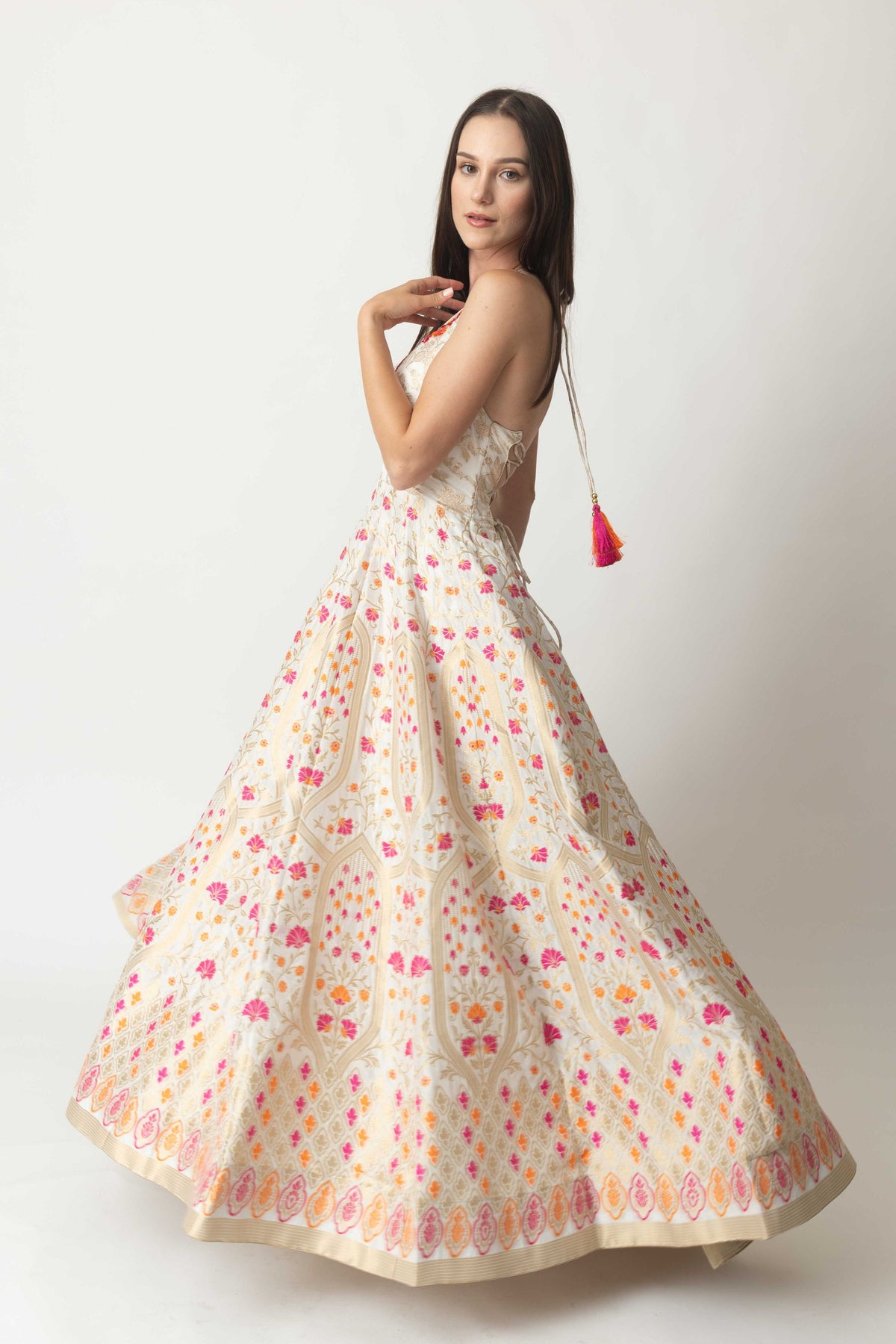 Silk Jacquard Gown Dress– Matte Gold Beige dresses RAAS
