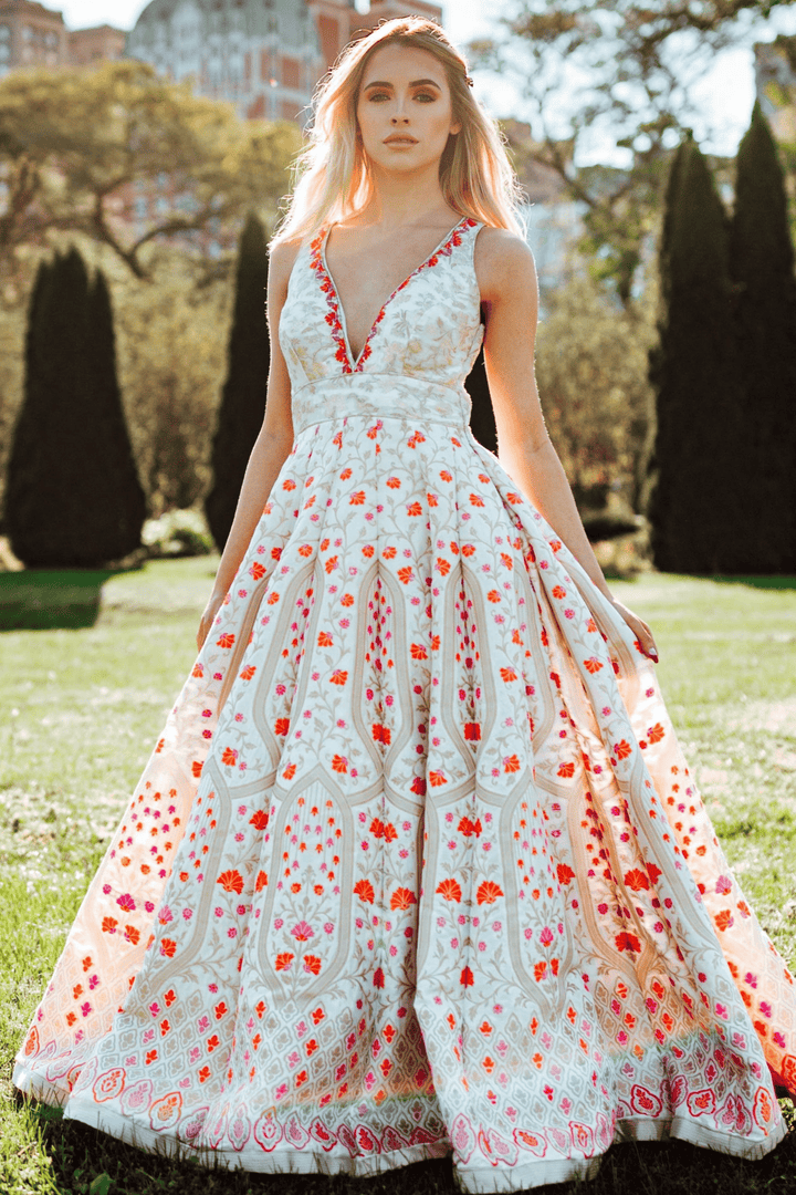 Selina Silk Jacquard Gown-Raas USA