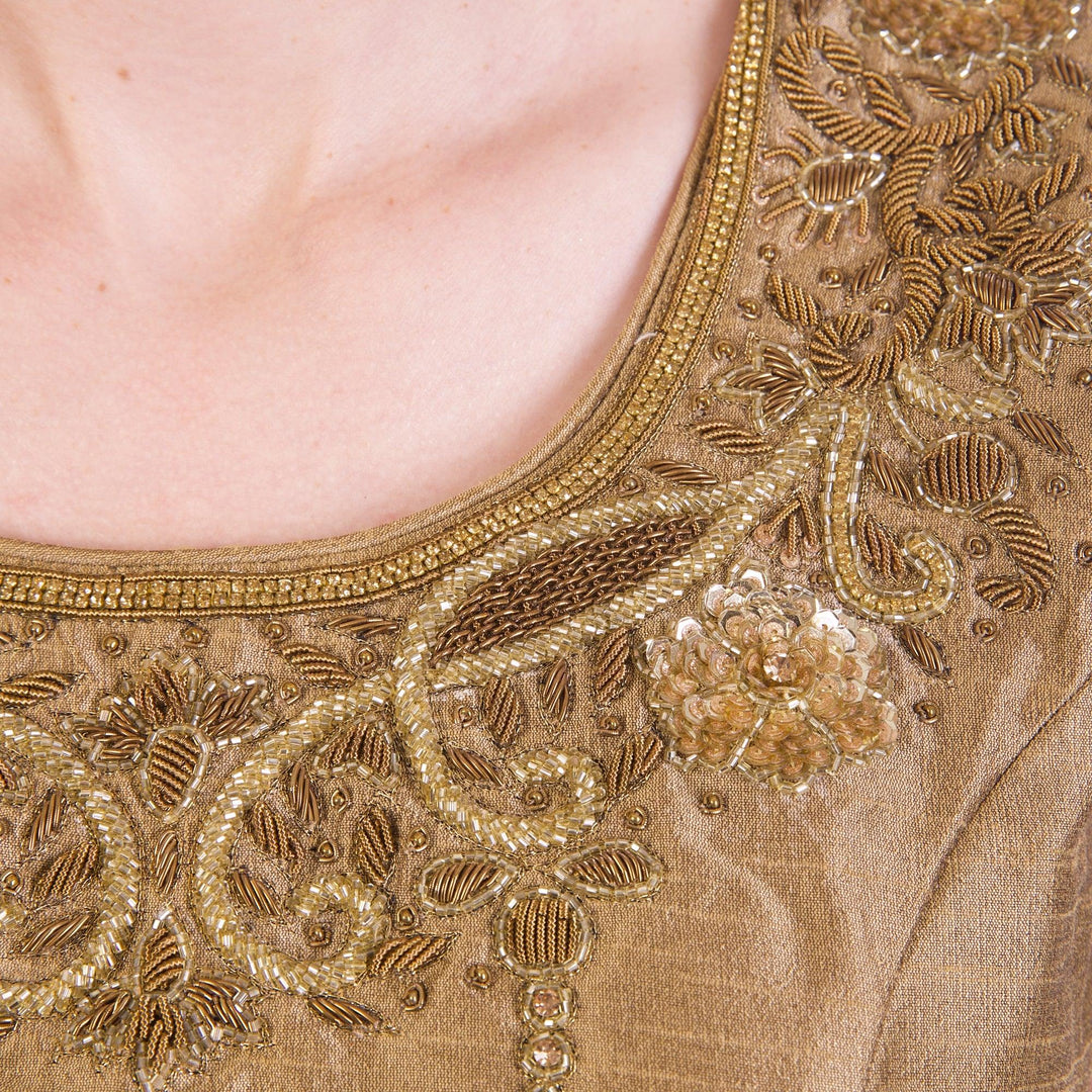 Senna Gold Hand Embroidered Blouse-Raas USA