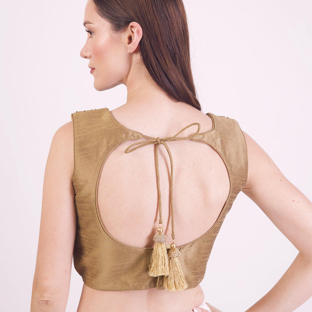 Senna Gold Hand Embroidered Blouse-Raas USA