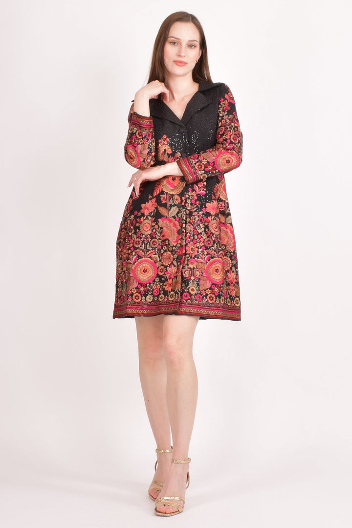 Sequins Mini Black Blazer Dress-Raas USA