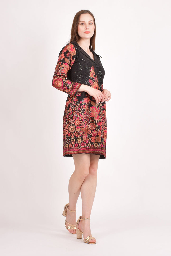 Sequins Mini Black Blazer Dress-Raas USA