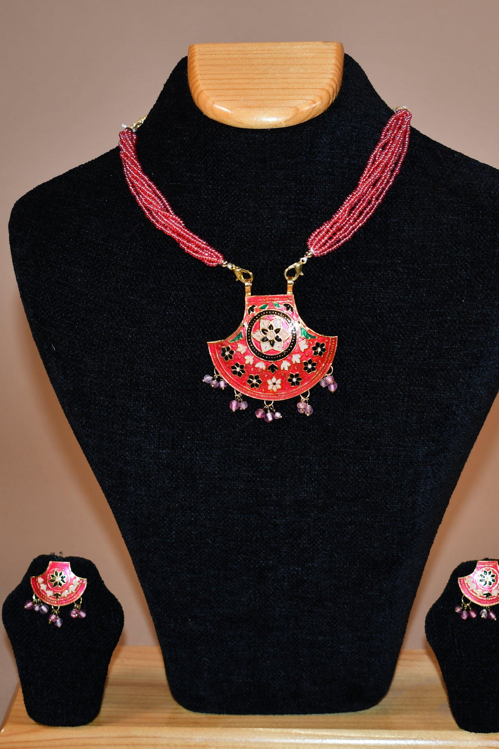 Shade of Pink Patterned Necklace Set FASHION JEWELRY RAAS